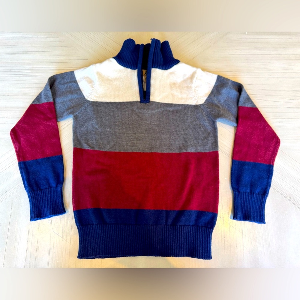 Maximus Rex Boys Color Block 1/4 Zip Mock Neck Cotton Sweater Size 4 NWOT